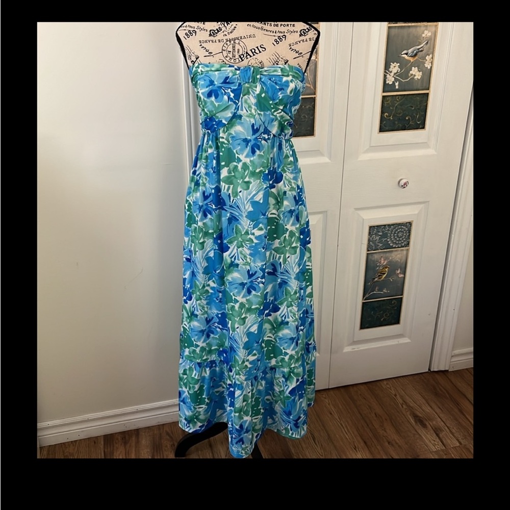 Grace Karin Blue and Green Floral Maxi Dress - Picture 1 of 16